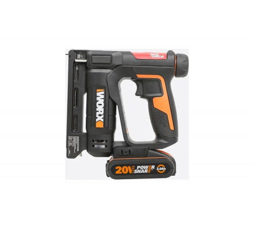 Степлер-гвоздезабиватель WORX WX843 аккумуляторный 20V, с АКБ на 2Ач и ЗУ в 2А, в кейсе Степлер-гвоздезабиватель WORX WX843 аккумуляторный 20V, с АКБ на 2Ач и ЗУ в 2А, в кейсе