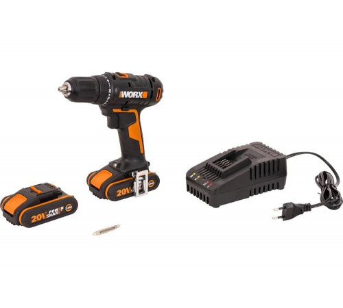 Аккумуляторная дрель-шуруповерт WORX WX108 45Нм, 20В, 2Ач x2, ЗУ 2А, кейс Аккумуляторная дрель-шуруповерт WORX WX108 45Нм, 20В, 2Ач x2, ЗУ 2А, кейс