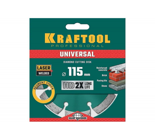 KRAFTOOL Ø 115Х22.2 мм, алмазный, сегментный, по железобетону, высокопрочному бетону диск отрезной UNIVERSAL 36680-115 KRAFTOOL Ø 115Х22.2 мм, алмазный, сегментный, по железобетону, высокопрочному бетону диск отрезной UNIVERSAL 36680-115