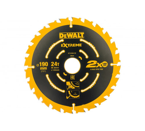 Диск пильный Extreme по дереву (190х30х1,65 мм; Z24) DEWALT DT 10304