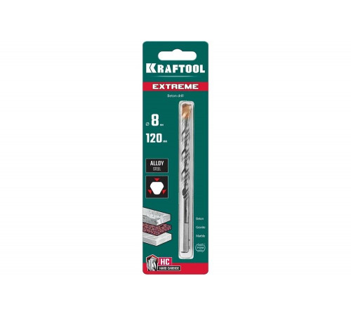 KRAFTOOL 8 х 120 мм, 3-х гранный хвостовик, сверло по бетону EXTREME 29166-120-08 KRAFTOOL 8 х 120 мм, 3-х гранный хвостовик, сверло по бетону EXTREME 29166-120-08