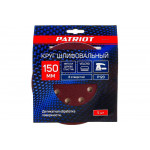 Круг шлифовальный на липучке (5 шт; 150 мм; 8 отверстий; Р120) PATRIOT 820010114