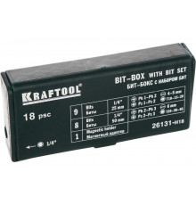 Набор бит с магнитным адаптером в бит-боксе KRAFTOOL Expert 18 предметов 26131-H18