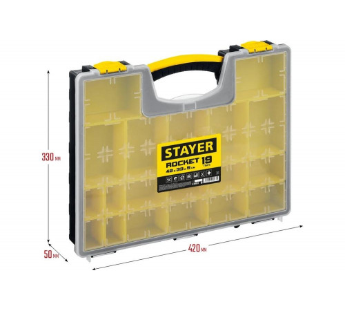 STAYER 16.5", 19 отделений, пластиковый, органайзер ROCKET-19 2-38032_z01 STAYER 16.5", 19 отделений, пластиковый, органайзер ROCKET-19 2-38032_z01