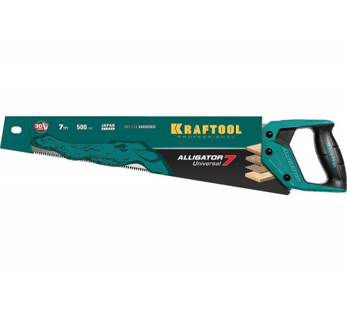 Ножовка KRAFTOOL Alligator 7 универсальная, 500 мм, 7 TPI, 3D зуб, 15004-50_z01 Ножовка KRAFTOOL Alligator 7 универсальная, 500 мм, 7 TPI, 3D зуб, 15004-50_z01