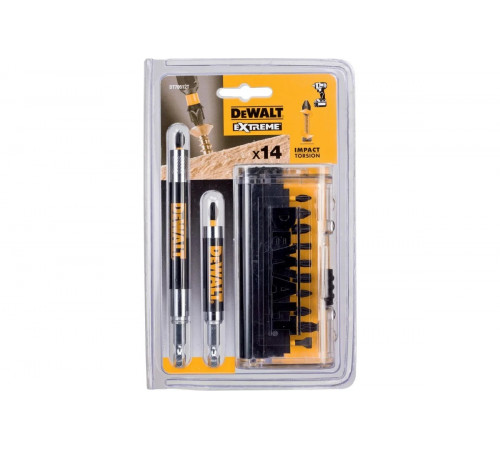 Бита DEWALT PH1, PH2, PH3, PZ1, PZ2, PZ3, SL6, T20, T25, T30, 25 мм, 14 шт DT70512T-QZ