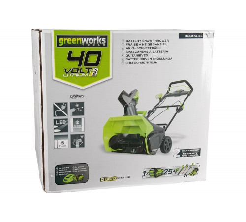 Бесщеточный аккумуляторный снегоуборщик Greenworks GD40STK6 40V, с 1 АКБ 6 А*ч и ЗУ 2600007UF Бесщеточный аккумуляторный снегоуборщик Greenworks GD40STK6 40V, с 1 АКБ 6 А*ч и ЗУ 2600007UF