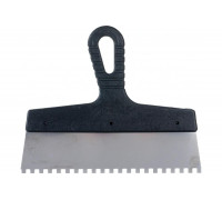 Шпатель из нержавеющей стали, 250 мм, зуб 6x6 мм, пластмассовая ручка СИБРТЕХ 85465