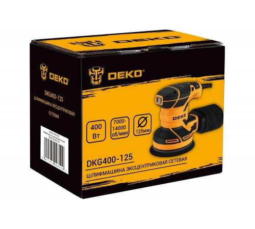 Эксцентриковая сетевая шлифмашина DEKO DKG400-125 с набором кругов 36 шт 085-1100 Эксцентриковая сетевая шлифмашина DEKO DKG400-125 с набором кругов 36 шт 085-1100