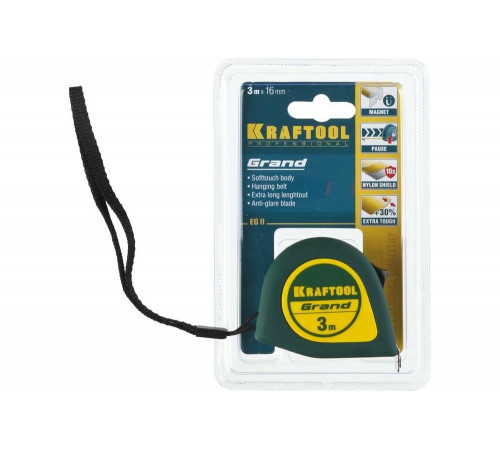 KRAFTOOL 3 м х 16 мм, рулетка GRAND 34022-03-16 KRAFTOOL 3 м х 16 мм, рулетка GRAND 34022-03-16