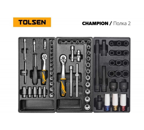 Набор инструментов для тележки TOLSEN "CHAMPION" 18 ложементов, 239 предметов TT85416-239 Набор инструментов для тележки TOLSEN "CHAMPION" 18 ложементов, 239 предметов TT85416-239