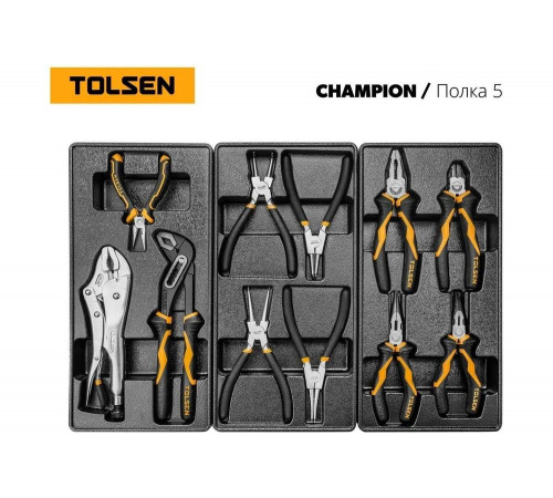 Набор инструментов для тележки TOLSEN "CHAMPION" 18 ложементов, 239 предметов TT85416-239 Набор инструментов для тележки TOLSEN "CHAMPION" 18 ложементов, 239 предметов TT85416-239