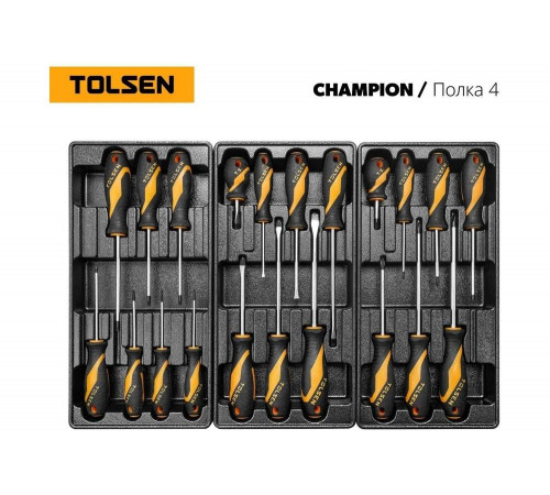 Набор инструментов для тележки TOLSEN "CHAMPION" 18 ложементов, 239 предметов TT85416-239 Набор инструментов для тележки TOLSEN "CHAMPION" 18 ложементов, 239 предметов TT85416-239