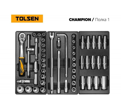 Набор инструментов для тележки TOLSEN "CHAMPION" 18 ложементов, 239 предметов TT85416-239 Набор инструментов для тележки TOLSEN "CHAMPION" 18 ложементов, 239 предметов TT85416-239