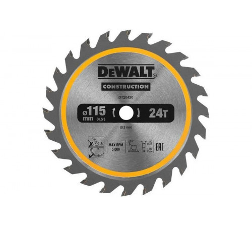 Пильный диск (115х9.5 мм; Z24) DEWALT DT20420-QZ