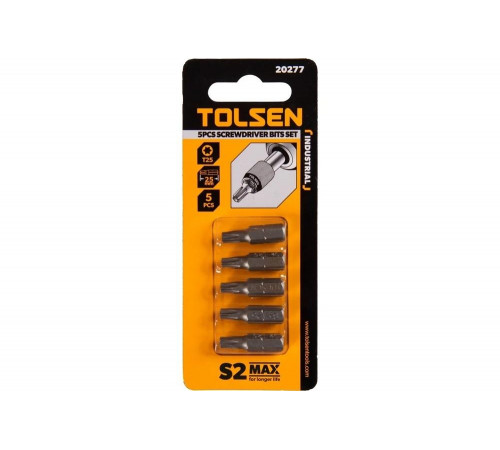 Набор вставок бит торцевых 1/4", Torx, T25, 25 мм, 5 шт TOLSEN TT20277 Набор вставок бит торцевых 1/4", Torx, T25, 25 мм, 5 шт TOLSEN TT20277