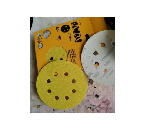 Шкурка шлифовальная 25 шт. для эксцентриковых шлифмашин (125 мм; К80; крепление на липучке) DEWALT DT 3113