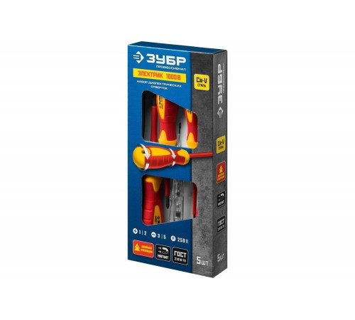 ЗУБР 5 шт, SL 3, 5/PH 1, 2, тестер 100-250 В, набор отверток 25265 Профессионал