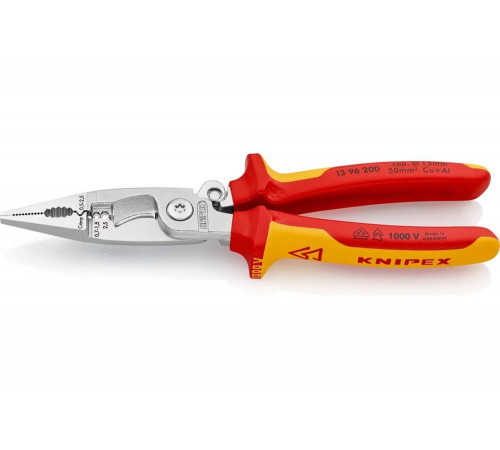 Электромонтажные клещи Knipex VDE, 6-в-1, зачистка: 0.75 - 1.5 + 2.5 мм, L-200 мм, KN-1396200SB Электромонтажные клещи Knipex VDE, 6-в-1, зачистка: 0.75 - 1.5 + 2.5 мм, L-200 мм, KN-1396200SB