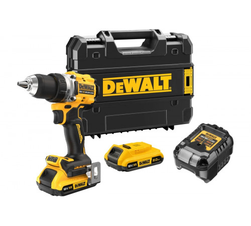 Аккумуляторная дрель-шуруповерт Dewalt DCD800D2T, 18 В, 2000 об/мин, с 2 АКБ 2 Ач и ЗУ, в кейсе TSTAK DCD800D2T-QW