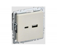Розетка USB IEK Brite a+c 18вт рю11-1-бркр бежевый BR-U22-018-K10