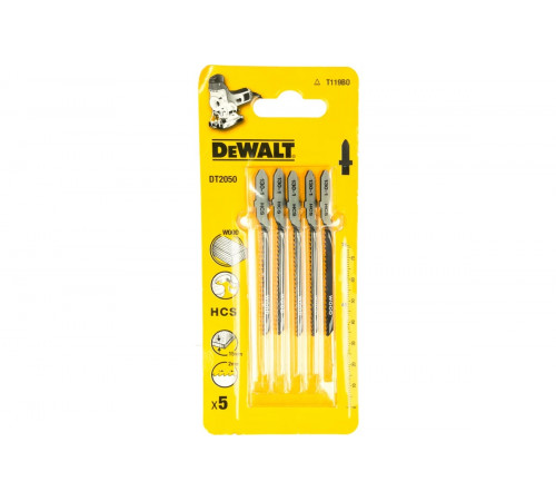 Пилки для лобзика по дереву (76 мм; шаг зубьев 2 мм) 5 шт. DEWALT DT 2050