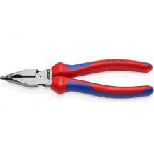 Комбинированные остроконечные плоскогубцы KNIPEX с удлинёнными губками, длина 185 мм, фосфатированные, двухкомпонентные ручки SB KN-0822185SB