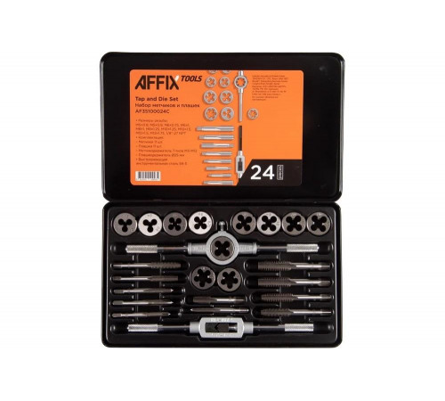 Набор метчиков и плашек AFFIX SK-5 M5-M12, кейс, 24 предмета AF35100024C