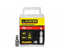 Биты PROFESSIONAL ProFix Phillips (10 шт; 25 мм; PH2; 1/4") STAYER 26201-2-25-10_z01