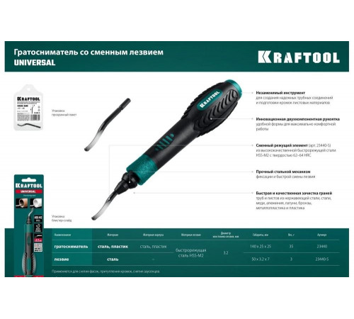 KRAFTOOL гратосниматель для зачистки граней труб и листов металла/пластика 23440 KRAFTOOL гратосниматель для зачистки граней труб и листов металла/пластика 23440