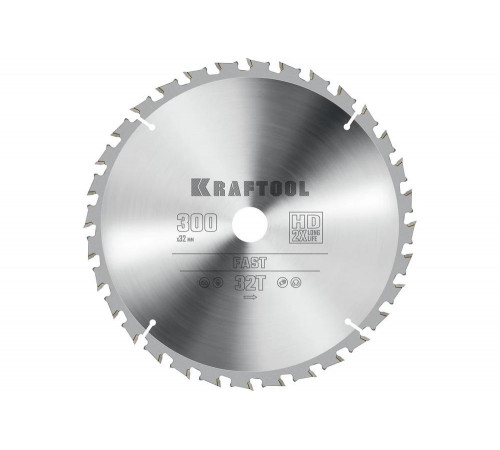 Диск пильный по дереву KRAFTOOL Fast 300x32 мм, 32Т 36950-300-32 Диск пильный по дереву KRAFTOOL Fast 300x32 мм, 32Т 36950-300-32