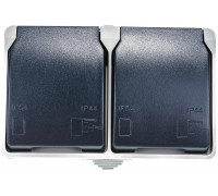 Розетка IEK 2-м ОП Форс с заземлением, с крышкой IP54 РСб22-3-ФСр ИЭК ERS22-K03-16-54-DC