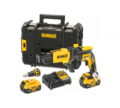 Аккумуляторный ленточный шуруповерт DEWALT DCF620P2K, 18 В, 30 Нм, 4400 об/мин, с 2 АКБ 5 Ач и ЗУ, в кейсе TSTAK DCF620P2K-QW