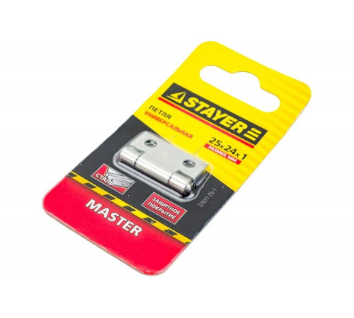 STAYER 25 x 24 x 1 мм, 1 шт., цвет белый цинк, петля универсальная 37611-25-1 Master STAYER 25 x 24 x 1 мм, 1 шт., цвет белый цинк, петля универсальная 37611-25-1 Master