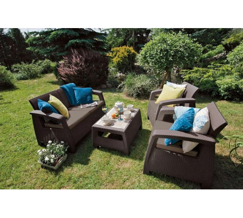 Комплект мебели Keter Corfu set коричневый 258952