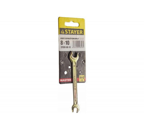 STAYER 8х10 мм, Hi-Q Сталь, оцинкованный, гаечный ключ рожковый 27038-08-10 Master