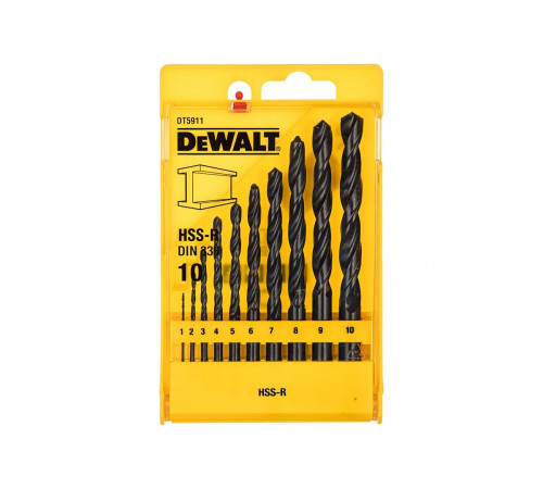 Набор сверл по металлу в пластиковой кассете 10 шт. (1-10 мм; HSS-R) DEWALT DT 5911