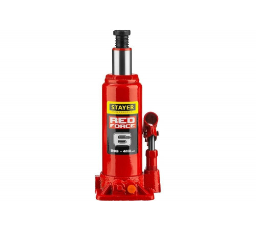 STAYER 6 т, 216-413 мм, домкрат бутылочный гидравлический в кейсе RED FORCE 43160-6-K_z01 Professional STAYER 6 т, 216-413 мм, домкрат бутылочный гидравлический в кейсе RED FORCE 43160-6-K_z01 Professional