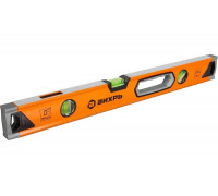 Алюминиевый усиленный уровень Вихрь 600 мм, 3 глазка 1 зеркальный, двухкомпонентные рукоятки 73/11/4/10