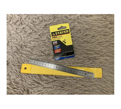 STAYER 0.2 м х 19 х 0.6 мм, линейка из нержавеющей стали 3427-020_z01 STAYER 0.2 м х 19 х 0.6 мм, линейка из нержавеющей стали 3427-020_z01