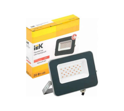 Светодиодный прожектор IEK СДО 07-20R, red, IP65, серый LPDO7R-01-20-K03