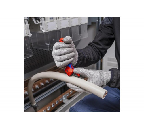 Нож для кабеля Knipex с "пяткой", с трещоткой, 146 мм, 2К ручка KN-1650145SB Нож для кабеля Knipex с "пяткой", с трещоткой, 146 мм, 2К ручка KN-1650145SB