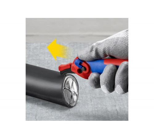 Нож для кабеля Knipex с "пяткой", с трещоткой, 146 мм, 2К ручка KN-1650145SB Нож для кабеля Knipex с "пяткой", с трещоткой, 146 мм, 2К ручка KN-1650145SB