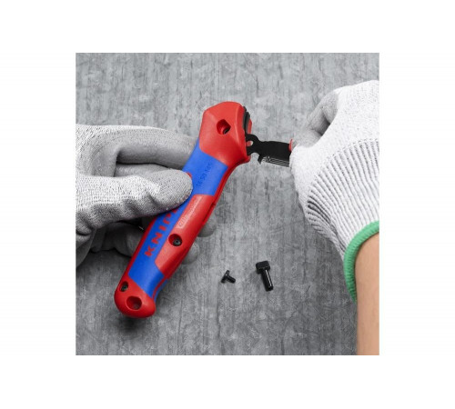 Нож для кабеля Knipex с "пяткой", с трещоткой, 146 мм, 2К ручка KN-1650145SB Нож для кабеля Knipex с "пяткой", с трещоткой, 146 мм, 2К ручка KN-1650145SB