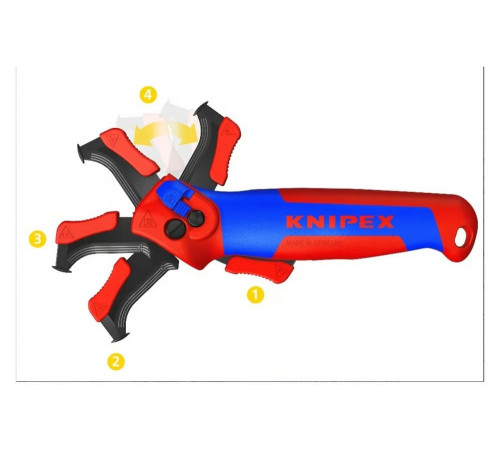 Нож для кабеля Knipex с "пяткой", с трещоткой, 146 мм, 2К ручка KN-1650145SB Нож для кабеля Knipex с "пяткой", с трещоткой, 146 мм, 2К ручка KN-1650145SB