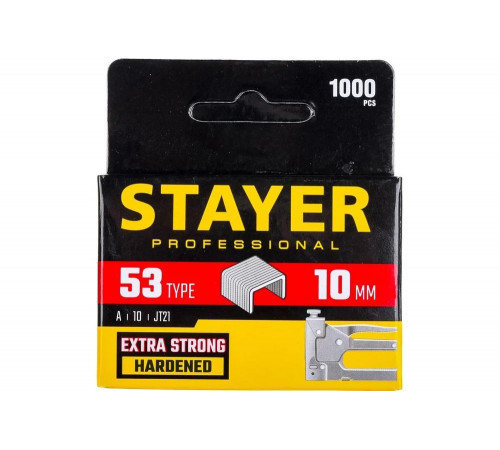 STAYER скобы тип 53 (A / 10 / JT21), 10 мм, 1000 шт., закаленные, особотвердые, скобы для степлера тонкие 3159-10_z02 Professional