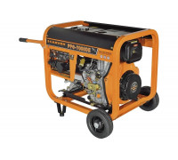 Генератор CARVER PPG- 7000DE дизель LT-186FA, 5,0/5,5кВт, 220В, бак12.5л, э/старт, колеса, медь 01.020.00023