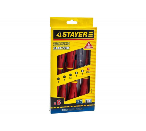 STAYER 6 шт., набор отверток диэлектрических 25145-H6_z01