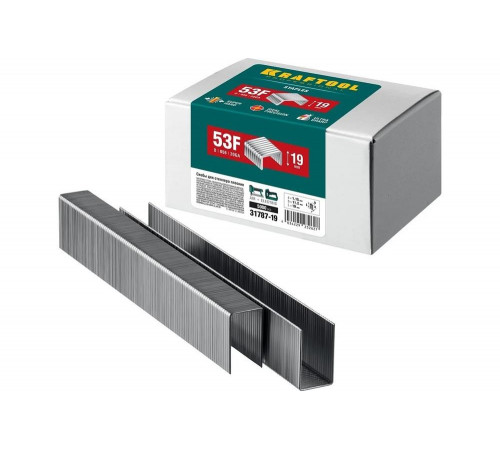 KRAFTOOL скобы тип 53F, 19 мм, скобы для степлера плоские 31787-19
