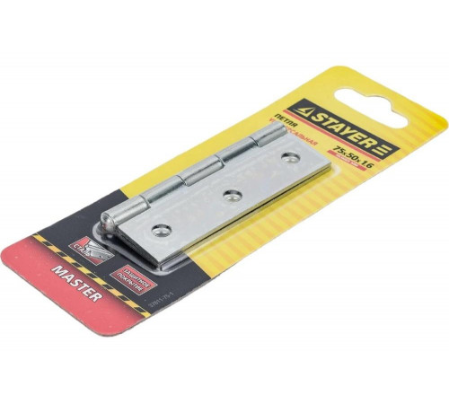 STAYER 75 x 50 x 1.6 мм, 1 шт., цвет белый цинк, петля универсальная 37611-75-1 Master STAYER 75 x 50 x 1.6 мм, 1 шт., цвет белый цинк, петля универсальная 37611-75-1 Master